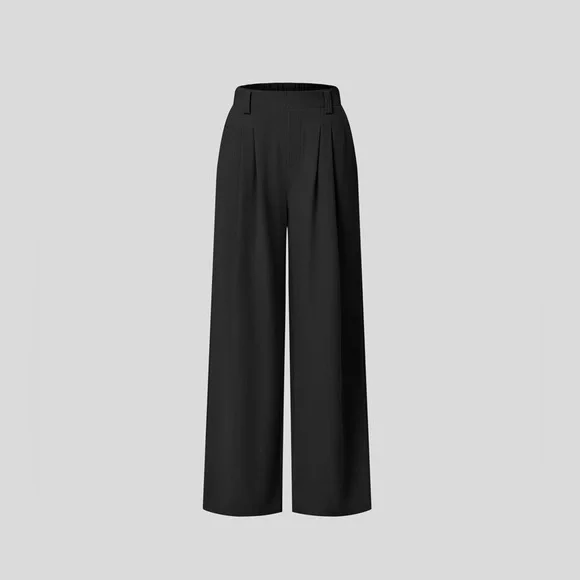 Halara Flex Black High-Waisted Wide Leg Waffle Work Pants - Size Medium - Picture 6 of 8